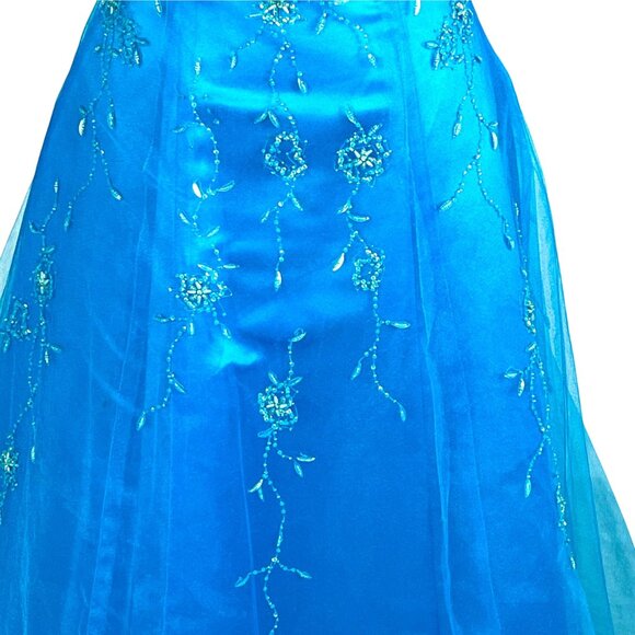 Alyce Designs Blue Sleeveless Ball Gown 4 Beaded Formal Sweet 16 Quinceañera - Picture 5 of 10